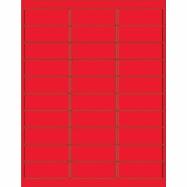 Bsc Preferred 2 5/8 x 1'' Fluorescent Red Removable Rectangle Laser Labels, 3000PK S-14074R